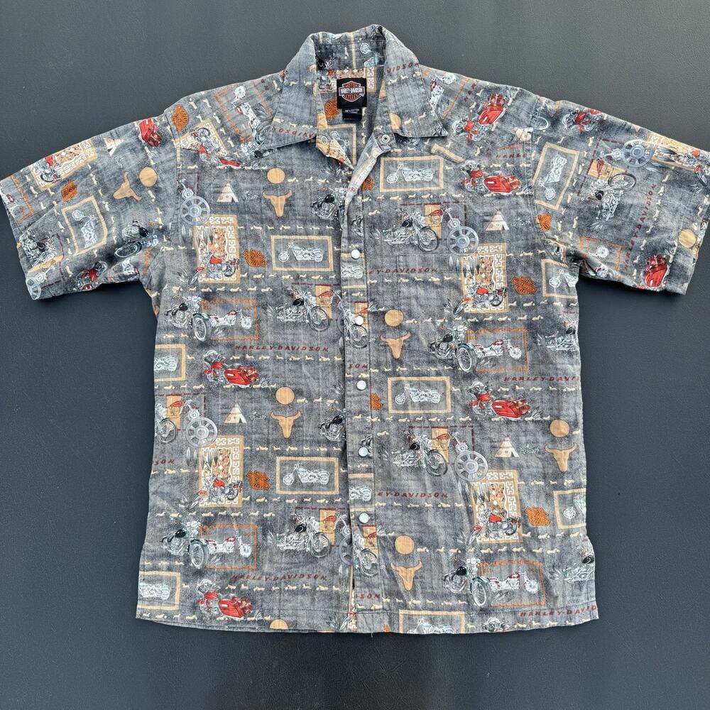 Harley‎ Davidson Western Pearl Snap Shirt SMALL